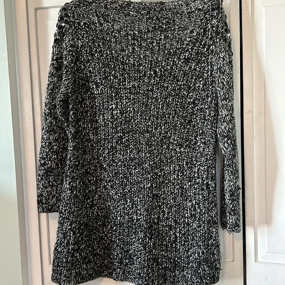 Boston Proper marled knit sweater tunic with rhinestone shoulders - Size L